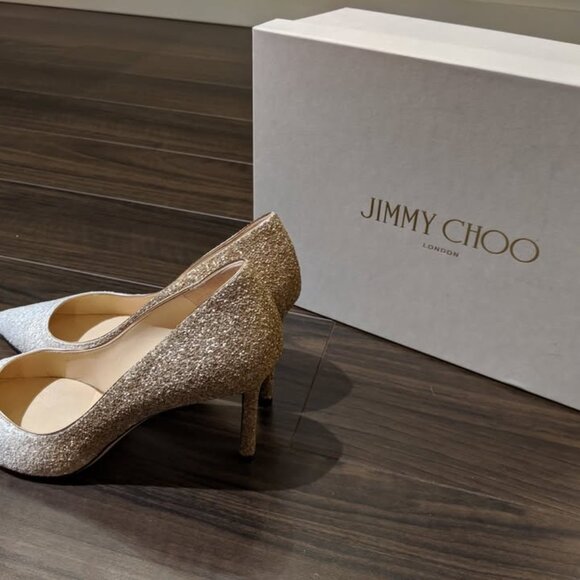 Jimmy Choo Romy 85 Glittered Pumps - Picture 3 of 4